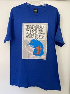 Stussy Rat Men Tee Blue 2000's Y2k (New old stock) - Picture 1 of 4