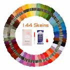 144 Skeins Embroidery Threads, Rainbow Colours Cross Stitch Threads Kit Crafts