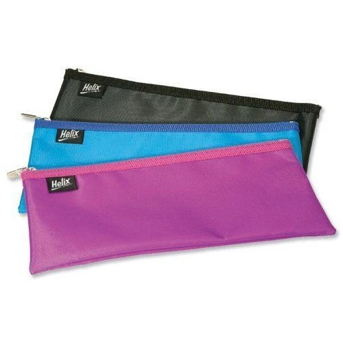 Helix Exam Pencil Case Nylon Co-ordinated Zip 330 X 125mm Assorted Colours - Image 1 of 1