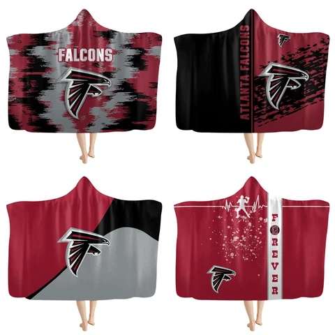 Atlanta Falcons Hooded Blanket Plush Poncho Throw Sofa Bed Sherpa Fleece Gifts Cover