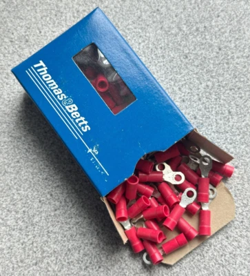 NEW 100 pk 18RA-6 Sta-kon Insulated Ring Terminal 22-16 AWG #6 Bolt Thomas Betts - Image 1 of 4