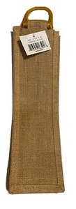 Wine Carrying Jute Gift Bag Bamboo Handles 14" X 4" X 4" + Handles NEW W/ Tag - Picture 1 of 4