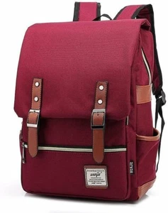 Schmaler Vintage Laptop Rucksack für Damen, Herren für Reise, College, Dayparks - ROT - Bild 1 von 6