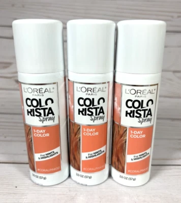 L'Oreal Paris Colorista Spray Rosa Coral 50 1 Día Sugerencias de Color y Destacados Paquete de 3 Foto 1 de 4