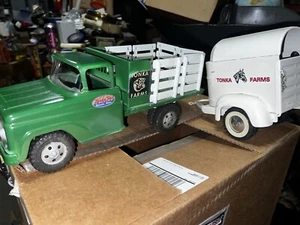 Vintage 1958 Tonka Farm Stake & horse Trailer toys repainted original horses #35 - Picture 1 of 22