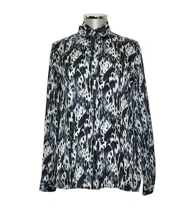 ROBERTO CAVALLI CLASS Women's Long Sleeve Blouse Blue White Black Leopard NWT! - Picture 1 of 12