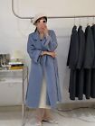 Womens Mulberry Silk Double Sided Cashmere Coat  Mid Length  Long Wool  Coat Sz