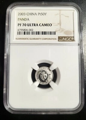 2003 China 50 Yuan 1/20 oz Platinum Panda. NGC PF 70 Ultra Cameo. Low Mintage  - Image 1 of 4