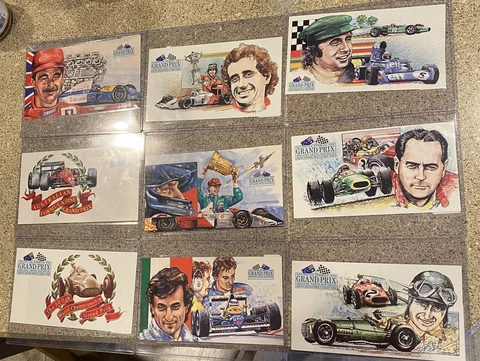 Lot Of 9 Australian Grand Prix Formula One Racing Postcards Air Mail Brabham Cover