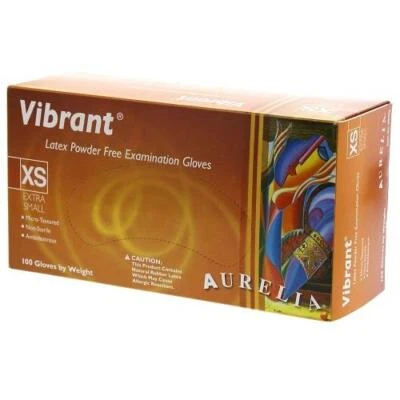 Aurelia Vibrant Latex Powder Free Extra Small Gloves - Pack Of 100