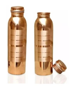 Botella de agua de cobre 100 % puro de 1 litro de diseño liso 2 piezas - Imagen 1 de 3