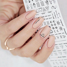 2 Pcs/ Set Geometry Simple Pattern Art Letter Nail Sticker Waterproof Decoration