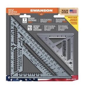 Swanson Tool 7" Speed Square 4.5" Trim Square Kit USA + BONUS !!! NEW !!!