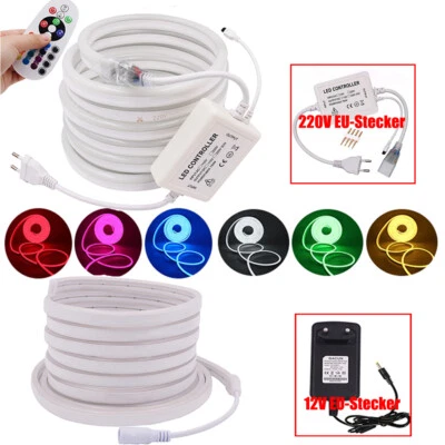 Neon LED Strip Streifen 230V/12V RGB Flex Schlauch diffus Lichtband Dimmbar Auße - Bild 1 von 4
