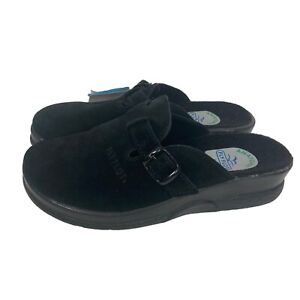 Fly Flot Black Suede Clogs Womens 38 EU 6.5 US Comfort Shoe Made in Italy NWOB