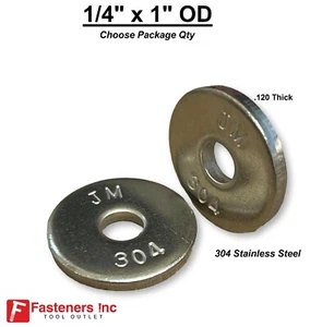 1/4" x 1" OD Stainless Steel Extra Thick Heavy Fender Washer .120 Thickness - Picture 1 of 2