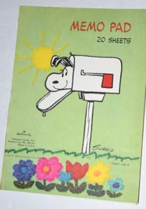 VINTAGE, ARACHIDI SNOOPY, "MEMO PAD", disegno floreale, 8 x fogli inutilizzati, usati - Foto 1 di 4