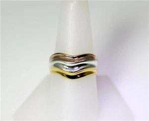 Anillo ondulado Milor Italia tricolor plata esterlina vermeil talla 9-8488 - Imagen 1 de 5
