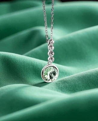 Зеленый перидот падение Swarovski элементы кристалл ожерелье 18K золото покрытием 16-18" - Изображение 1 из 4