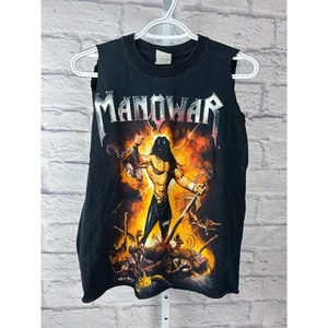 Vintage Manowar Band Tee Graphic Print Sleeveless Black MediumHeavy Metal 2002 - Picture 1 of 10