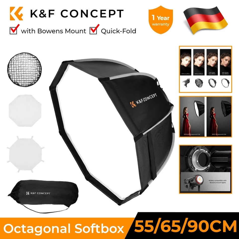 K&F Concept Parabol Softbox Schnellverschluss Bowens-Mount für COB Video Light - Bild 1 von 4
