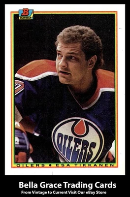 1990-91 Bowman Esa Tikkanen #194 Edmonton Oilers NHL Hockey  - Image 1 of 2