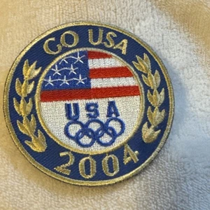GO USA 2004 USA OLYMPICS EMBROIDERED ROUND PATCH - Picture 1 of 2