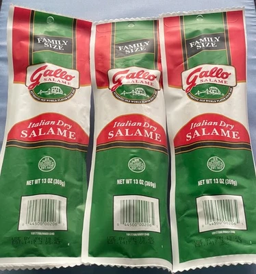 3 GALLO ITALIAN DRY SALAME Family Size Salami 13 oz each x 3 FRESHEST FREE SHIP - Image 1 of 3