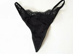 Shirley of Hollywood Sizes S L Black Jacquard Thong Lingerie Knickers - Picture 1 of 8