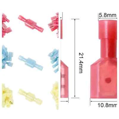 Nylon Male & Insulated Wire Spade Terminal Crimp Connector 10-22 AWG Female - Image 1 of 4
