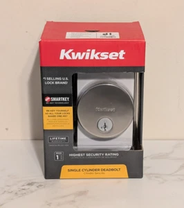 Kwikset Satin Nickel Single Cylinder Deadbolt Smartkey 92580-010 NEW IN BOX - Picture 1 of 2