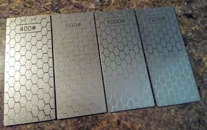 4 Piece Diamond Sharpening Stone Set Honeycomb Surface Whetstone with Non-Slip - Picture 1 of 8