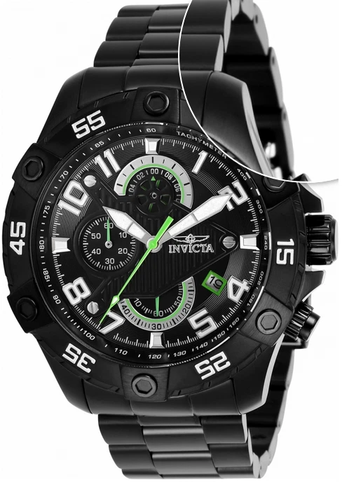 Invicta S1 Rally 26101 Uomo Rotondo Nera e Verde Analogico Data Cronografo Watch - Immagine 1 di 4