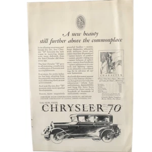 Vintage 1927 Chrysler 70 Above the Commonplace Ad Advertisement - Picture 1 of 5