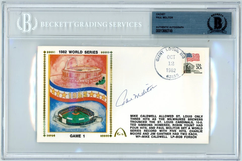 Paul Molitor Signed Gateway FDC 1982 World Series - Beckett BAS - Image 1 of 1