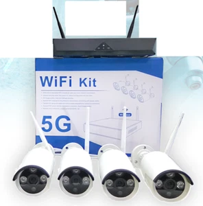 KIT VIDEOSORVEGLIANZA WIRELESS FULL HD 4 CANALI WIFI REMOTO IP 5G DVR NVR LAN - Imagen 1 de 1