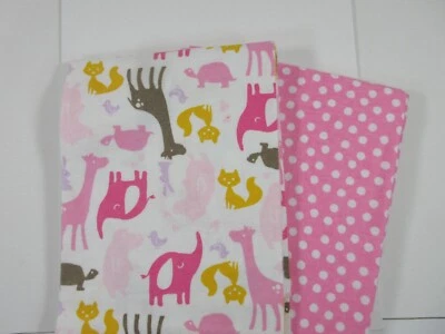 2 Carter receiving blankets, girl jungle, pink polka dots 30x40 inches - Image 1 of 4
