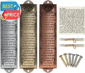 Mezuzah for Door with Scroll,Set of 3 Jewish Door Mezuzah with English/Hebrew Ho - Picture 1 of 12