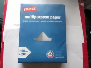 Staples Multipurpose Paper 96 Bright 20lb Letter Size White New Local Pickup - Picture 1 of 2