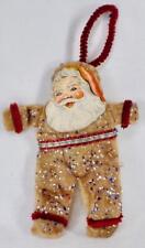Santa Claus Christmas Ornament Cotton Batting Paper Chenille Glitter 1940s #907