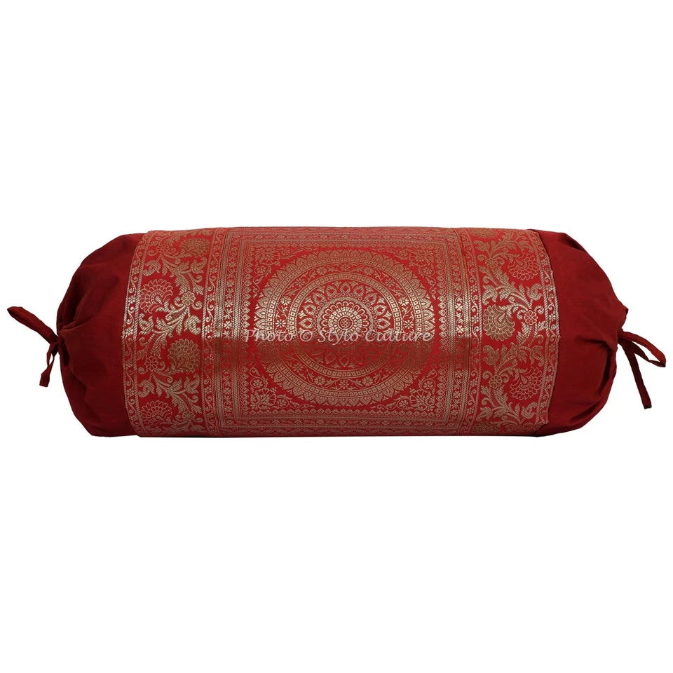 Indian Bolster Cover Mandala Pillow Cushion Cover Cylindrical Neck Bolster 30" - Image 1 of 3