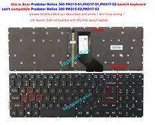 New For Acer Predator Helios 300 PH315-51 PH317-51 PH317-52 Keyboard US Backlit
