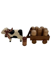 Puppenhaus Miniatur Holz Kuh Wagen Milchdosen Bier Wein Fass - Bild 1 von 16