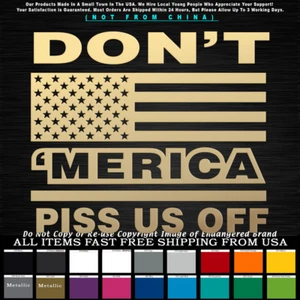 'Merica Don't Piss Us Off Left USA Flag Sticker Decal - Picture 1 of 12