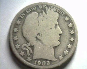 1902 MEDIO DÓLAR BARBERO APROXIMADAMENTE BUENO/BUEN AG/G BONITAS MONEDAS BOBS ORIGINALES - Imagen 1 de 2