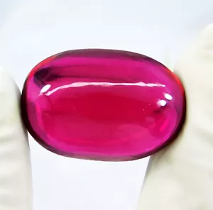 Natural 40.30 Ct Mozambique Blood Red Ruby Cabochon Oval Cut Certified Gemstone - Picture 1 of 12