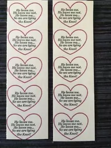 50 STICKERS for Wedding/Shower*He Loves Me* Heart Poem 2 Make UR own Seed Favors - Picture 1 of 4
