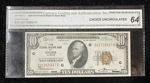 1929 $10 Chicago Federal Reserve Bank Note - Picture 1 of 2