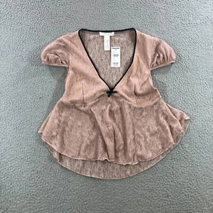 full tilt babydoll top shirt womens XS pink laced summer bow - Picture 1 of 11