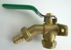 GARDEN BIB TAP 1/2" BRASS LEVER & WALL PLATE WITH HOSE UNION - Picture 1 of 4